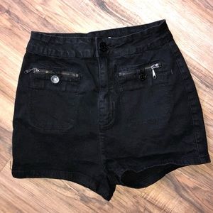 Black denim shorts